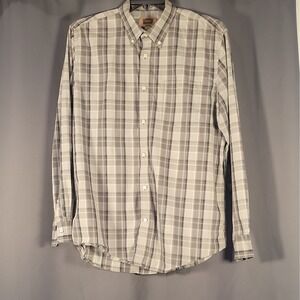 The Foundry Supply Co. Men's Big & Tall LT Plaid Button-Down Shirt Gray